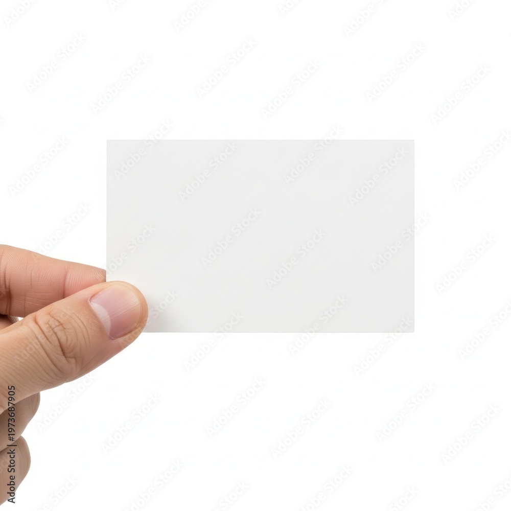 Obraz premium A close-up of a hand holding a small blank white card or note.