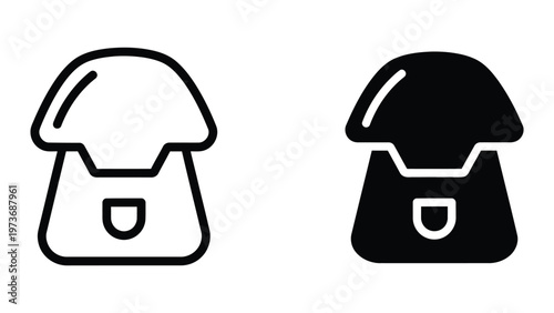 Comparison of outline and filled mushroom icons with a stem hole