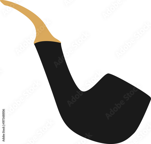 Schilderij op canvas Classic tobacco pipe with golden mouthpiece offers vintage aesthetic, ideal for lifestyle or historical concepts