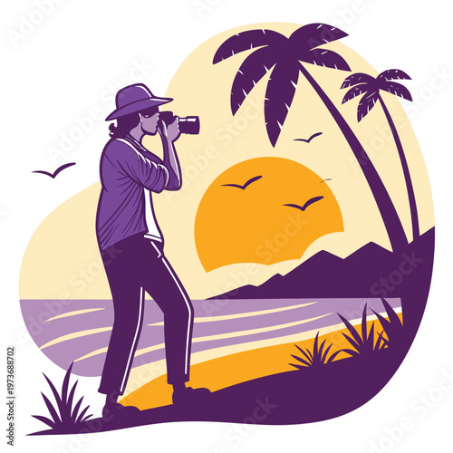 Creative beach photography scene capturing sunset moments. Ideal for travel blogs, creative content, and lifestyle branding.