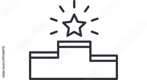 a winners podium icon with a glowing star symbolizing achievement success and top ranking in any competition or award ceremony.