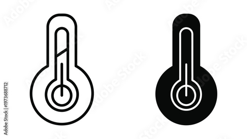 Thermometer icons in contrasting styles for visual comparison of temperature measurement tools