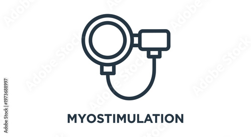 myostimulation device icon for electrical muscle stimulation or ems therapy illustrating modern muscle training and recovery