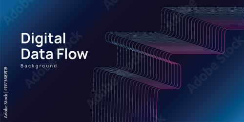 Digital Line Wave Background with Layered Data Flow Structure, Futuristic Technology Design for AI, Big Data Systems and Modern Communication Visualization