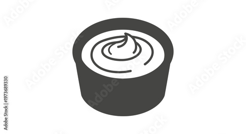 a small cup of creamy dipping sauce or condiment a simple food icon for fast food menus and culinary designs