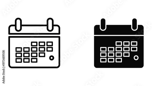 Two contrasting calendar designs with empty monthly grids and ring binders