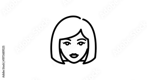 minimalist line art icon of a womans face with a bob haircut perfect for user profiles and feminine digital avatars