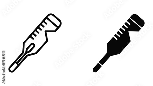 Comparison of a traditional thermometer and a digital ear thermometer icon design
