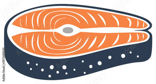 Fresh Salmon Steak Fillet Minimalist Vector Illustration Healthy Seafood Cuisine Ingredient