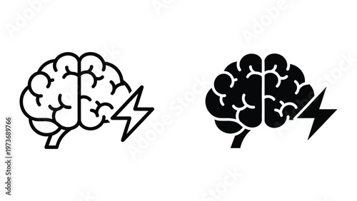 Contrast of brain stimulation and neural activity depiction with arrows