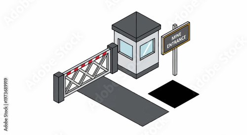 Isometric Security Booth and Barrier Gate Entrance.