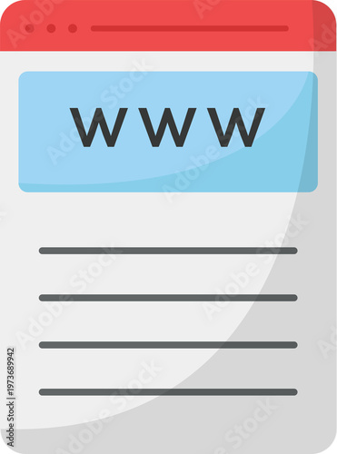 Simple website design illustration showcases basic webpage structure with address bar, content area, horizontal lines.