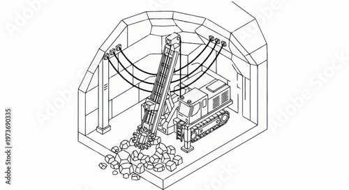 Tunnel Boring Machine Excavating Rock in Underground Construction.