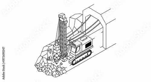 Heavy Duty Drilling Machine Excavating Rocky Terrain.