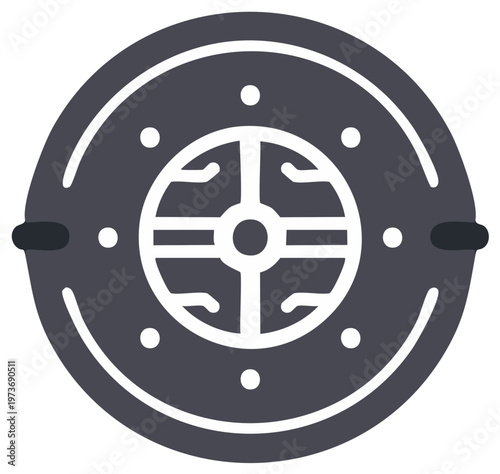 Metal Manhole Cover with Circular Pattern in Urban City Street