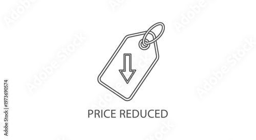 price tag icon with a downward arrow symbolizing price reduction and discount perfect for e-commerce sales and marketing visuals