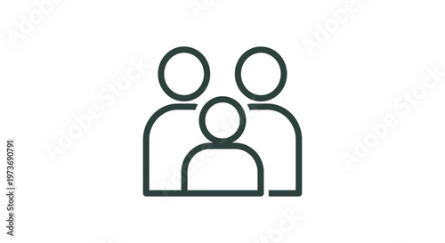 family icon depicting three people including two adults and a child representing a small group and togetherness in a minimalist graphic design.