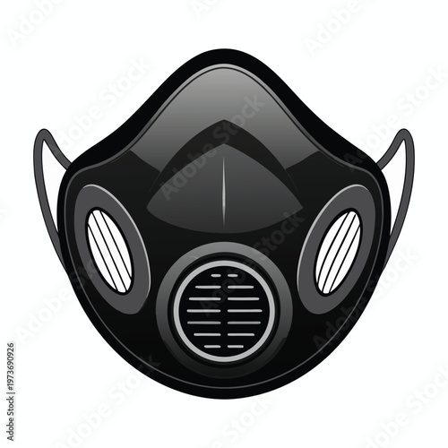 Gas mask isolated on white background with protective respirator equipment