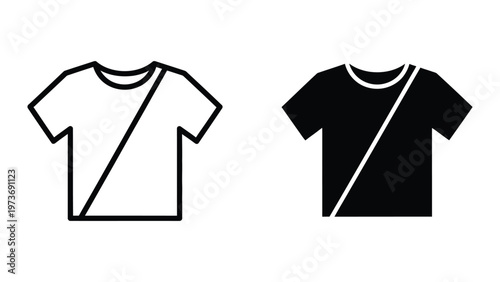 Comparison of white and black t-shirts with diagonal stitching designs