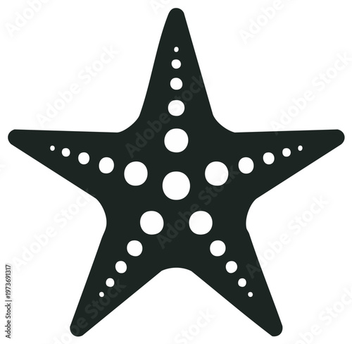 Simple Starfish Icon with Circular Punctures
