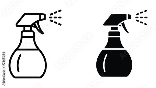 Comparison of two different spray bottles with liquid being dispensed from each