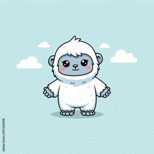 Cute Cartoon Yeti Character Design.
