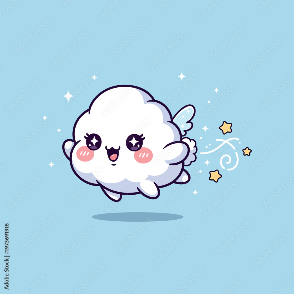 Obraz premium Cute Cartoon Cloud Character Design.