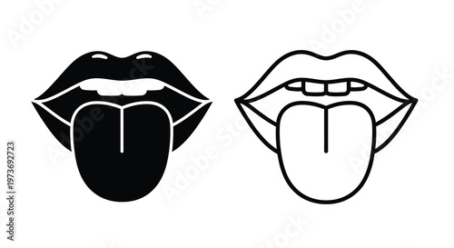 Konstfotografi Two stylized mouth silhouettes showing tongues extended in a playful gesture sil