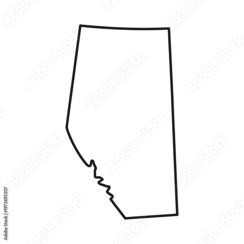 Simple black outline depicting the geographical shape of alberta canada