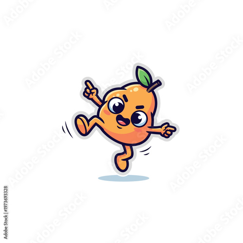 Cartoon orange character running happily.