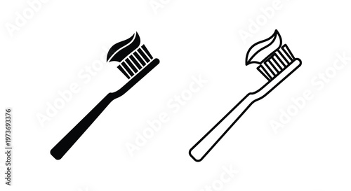 Two toothbrush icons displayed in a minimalist black and white style silhouette