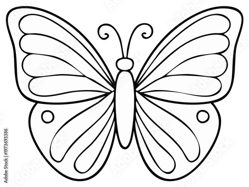 Butterfly Outline Illustration Symmetric Wings Design for Coloring and Educational Use