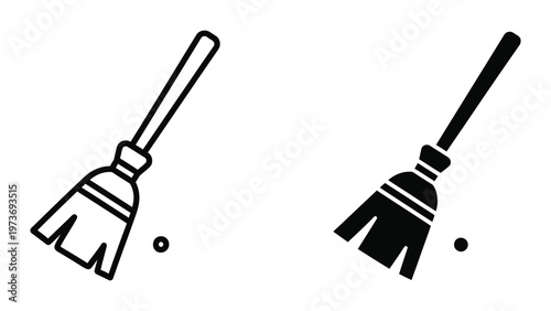 Contrast between a traditional broom and a witch's broomstick