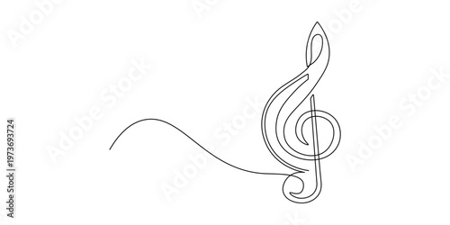 Continuous Line Drawing of Music Note, Minimalist One Line Musical Symbol Illustration