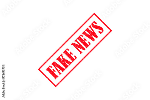 Fake News Red Stamp Label Misinformation Warning Banner Grunge Texture