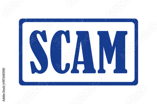 Scam Blue Stamp Label Fraud Warning Sign Grunge Texture Art