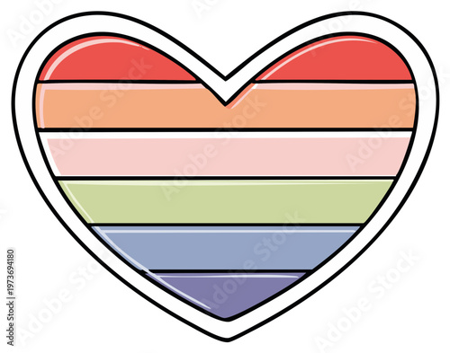 Colorful Heart Symbol with Rainbow Stripes Representing Pride and Love Celebration