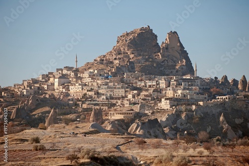 Tableau sur toile Ancient Uchisar Castle and cave dwellings in Cappadocia, Turkey