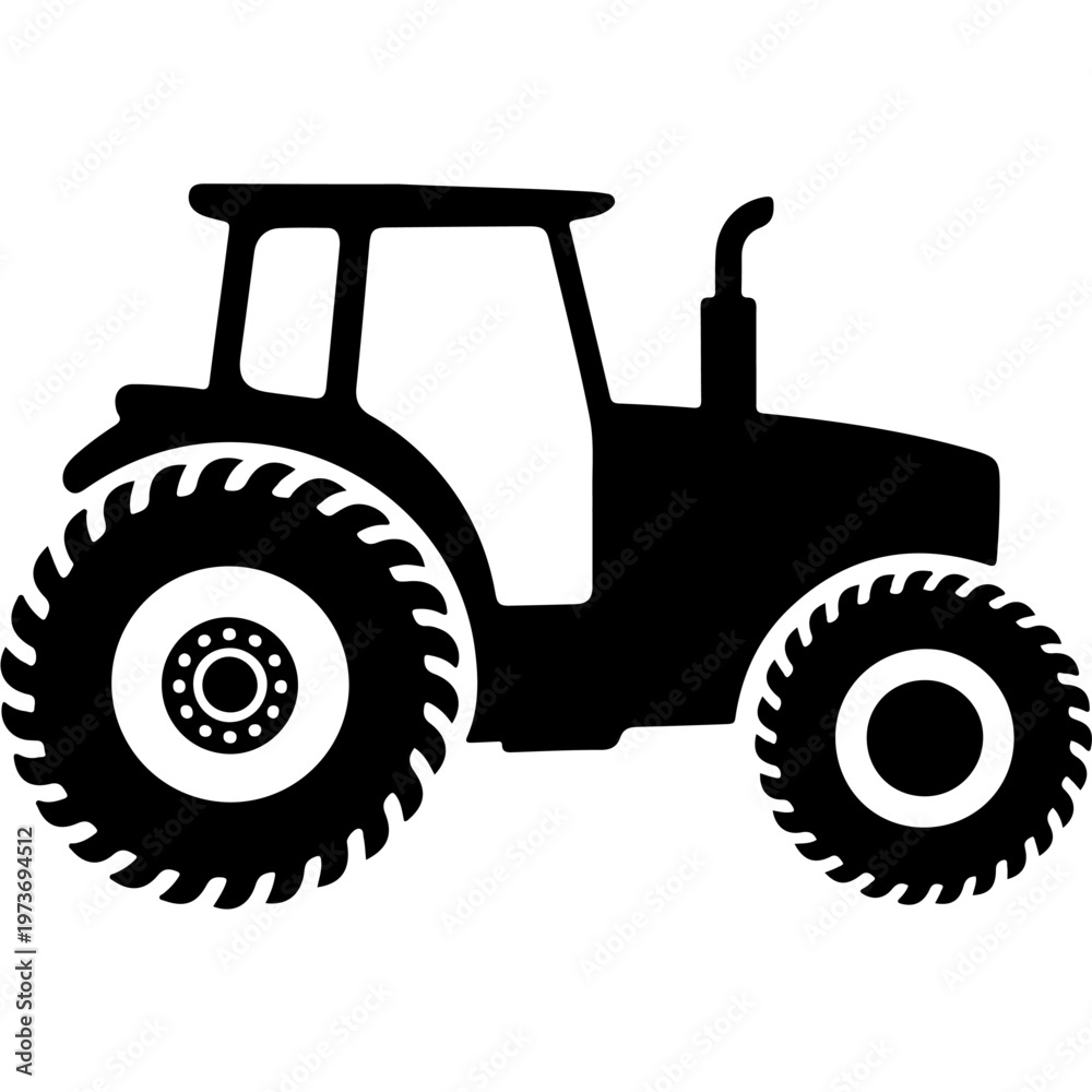 Obraz premium A classic silhouette of a tractor in a minimalist black and white design