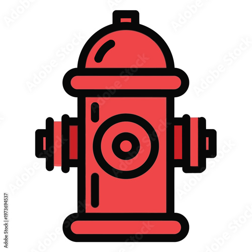 Fire Hydrant Icon Emergency Water Supply Equipment for Fire Safety in Flat Outline Style
