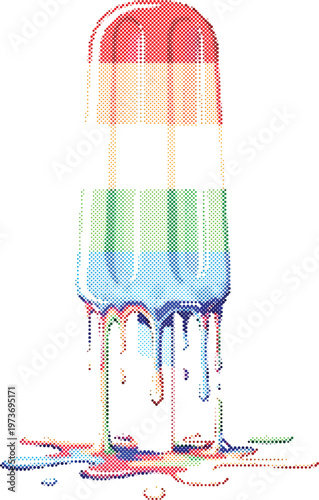 Ice lolly halftone comic style vector sticker icon summer frozen treat isolated