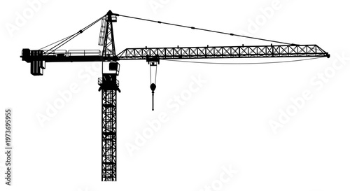 a tower crane silhouette used in construction representing industry and building progress for urban development projects