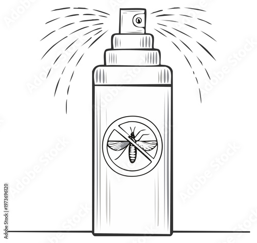 Insect repellent spray bottle illustration. Protecting against insects vector design. Insect control.