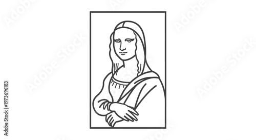 mona lisa line art famous painting a classic portrait illustration of the iconic woman perfect for art history design concepts