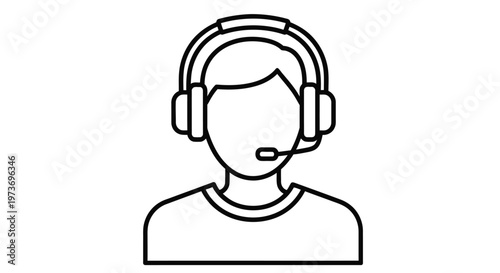 customer service support icon for online communication depicting a helpdesk agent in a call center setting.