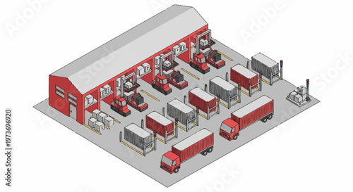 Fire trucks at a fire station.