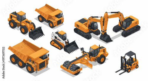 Collection of Construction Vehicles and Heavy Machinery.