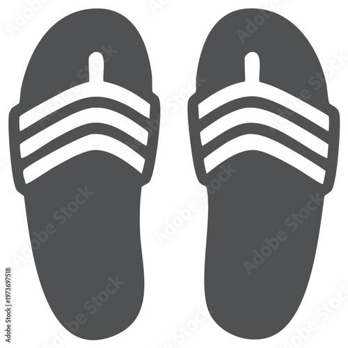 Pair of Gray and White Striped Sandals in Silhouette Style for Summer or Beach