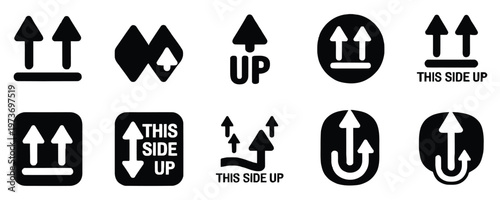Collection of This Side Up Arrows and Handling Instruction Labels