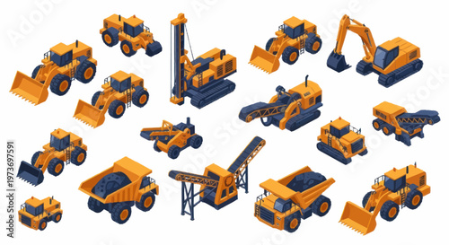 Collection of Construction Vehicles and Heavy Machinery.